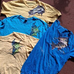Bigfin Apparel Fish Graphic Tshirt Lot Large Redfish Fishing Mahi Trout Dolphin